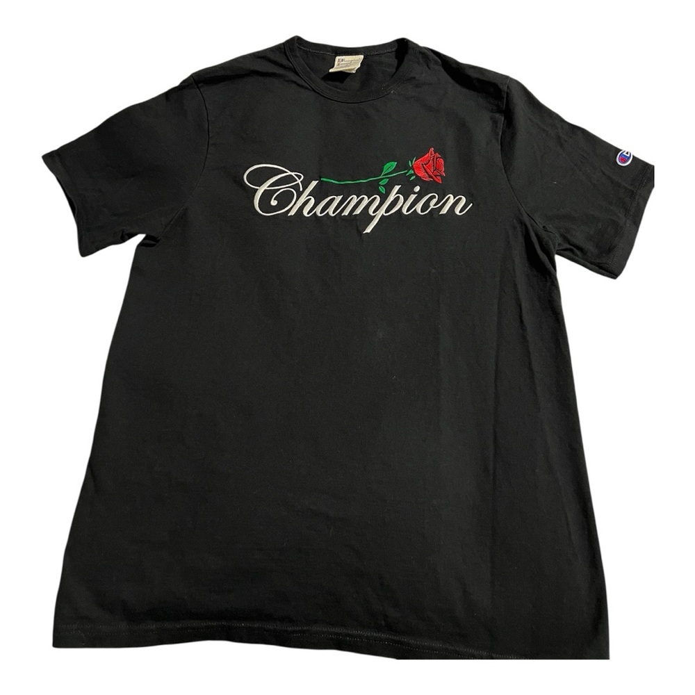 Champion Black Short Sleeve Tee with Logo